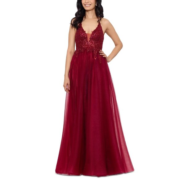 BLONDIE NITES Womens Sequined Sleeveless V Neck Prom Gown Dress Size 7 - Picture 1 of 4